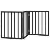 Cumpara ieftin Poarta pentru caini pliabila 3 panouri negru, 150 cm, lemn plop