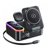 Incarcator Statie Yesido DS38 Display QI 3in1, 65W, 3A, 1 x USB-A - 2 x USB-C, Negru
