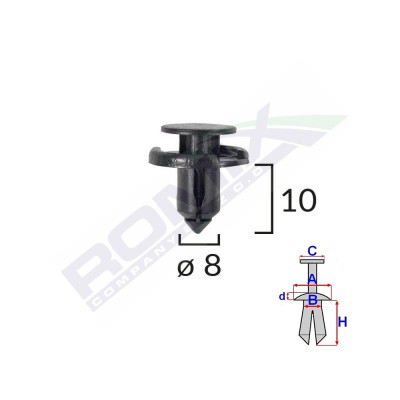 Clips Fixare Pentru Nissan/Toyota/Lexus/Suzuki 8X10mm - Negru Set 10 Buc 136559 C10077-RMX foto