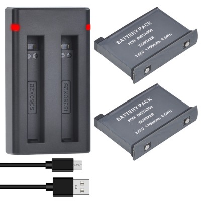 Set 2 acumulatori IS360X2B + incarcator dublu camere actiune Insta360 ONE X2 foto