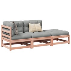 vidaXL Set canapele grădină cu perne, 3 piese, lemn masiv brad douglas 3295833