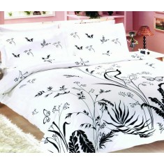 Lenjerie de pat pentru o persoana cu husa de perna dreptunghiulara, Brielle, bumbac ranforce, gramaj tesatura 120 g/mp, multicolor