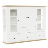 Cumpara ieftin Vitrina mdf alb maro stejar grand Leon 165x40x130 cm