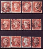 190-ANGLIA-GB-1842-1845-SG 8,8a-Plates 30,31,32,33,34,35,36,37,38,38,40,41, Stampilat