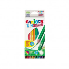 Creioane colorate cu radiera Carioca Tita Erasable 12 culori