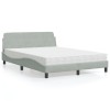 VidaXL Pat cu saltea, Dover, gri deschis, 140x200 cm, catifea 3208411