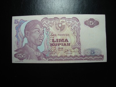 INDONEZIA 5 RUPII 1968 UNC foto