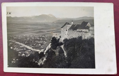 Rasnov - Cetatea si Vedere generala - tip fotografie, ilustrata interbelica (1930) dar circulata in perioada RPR (1950) foto