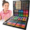Set Pictura Desen 288 Piese, Geanta Transport Inclusa, Creioane Colorate, Markere, Pasteluri, Acuarele, Negru