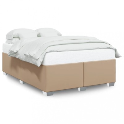 vidaXL Cadru de pat, cappuccino, 140x190 cm, piele ecologică 3284559 foto