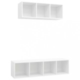 Set de dulapuri TV, 2 piese, alb, lemn prelucrat