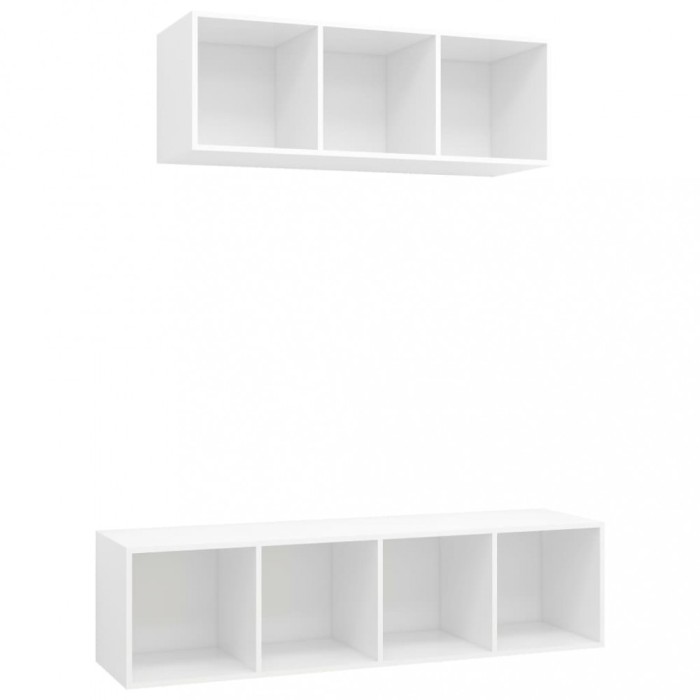 Set de dulapuri TV, 2 piese, alb, lemn prelucrat