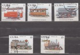 A12 S3 6 - Timbre foarte vechi - Cuba - locomotive de epoca, Transporturi, Stampilat