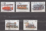 M2 TS2 6 - Timbre foarte vechi - Cuba - locomotive de epoca, Transporturi, Stampilat