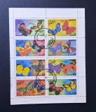 Dhofar (Oman) 1972 Serie Fauna Fluturi Exotici Bloc / Mini-Coală 8v Ștampilat - A90