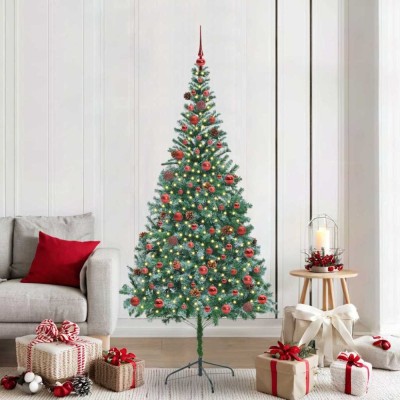 vidaXL Brad de Crăciun artificial cu 300 LED Verde 210 cm PVC și Oțel 3396723 foto