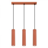 Lampă Suspendată Karbon Ocru Roșu Aluminiu 3 Becuri Tub Minimalist De Interior.