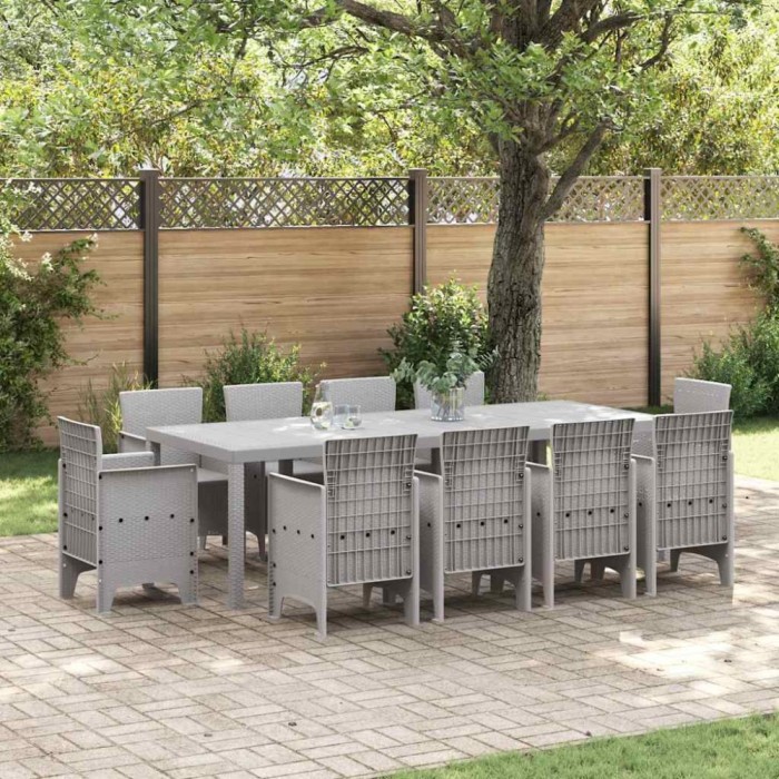 vidaXL Set de masă pentru grădină 11 pcs Gri deschis Ratan Polt 3378607