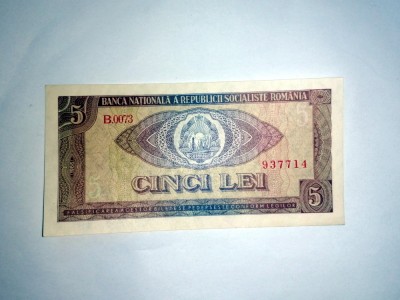 BANCNOTA 5 LEI 1966 NECIRCULATA UNC DACA DORITI CERETI POZE SUPLIMENTARE /RSR foto