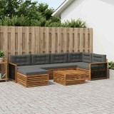 vidaXL Set de canapele de exterior cu pernă 7 pcs Natural și Antracit 3383595