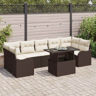 vidaXL Set de canapele pentru grădină 8 pcs Maro 100 x 55 x 73 cm 3357151 foto