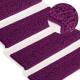 vidaXL Covorașe pentru scări, 15 buc., 65x21x4 cm, roz, cu margini dreptunghiulare