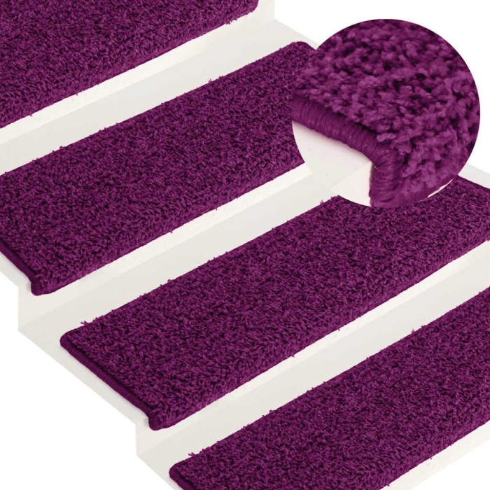 vidaXL Covorașe pentru scări, 15 buc., 65x21x4 cm, roz, cu margini dreptunghiulare 326203