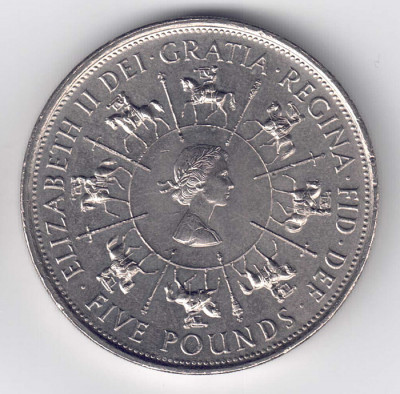 UK Anglia 5 Pounds 1953-1993 Stare AUNC-UNC foto