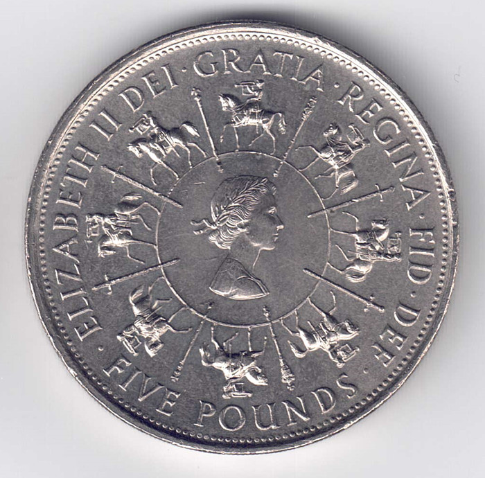 UK Anglia 5 Pounds 1953-1993 Stare AUNC-UNC