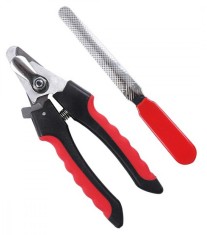Cleste unghii pisici, protectie suplimentara, otel/plastic, 12 x 14 cm, rosu/negru foto