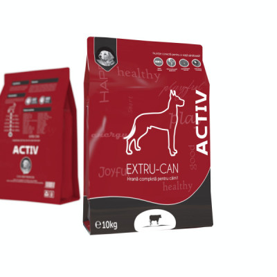 Hrană extrudată pentru c&amp;acirc;ini Extru-Can Activ cu Vită - 10 kg foto