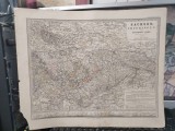Hartă gravură color Justus Perthes 1866 Saxonia Thuringia țările vecine Stieler's Hand-Atlas 45x37 cm Nr. 27-28