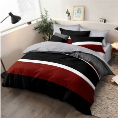 Lenjerie de pat pentru o persoana cu husa de perna patrata, Tanvir, bumbac mercerizat, multicolor