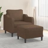 VidaXL Fotoliu canapea cu taburet, maro, 60 cm, material textil