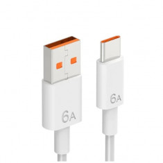 Cablu de date si incarcare SuperCharge Type-C USB 3.1 pentru Huawei, 6A, max 65W, 1m, Alb