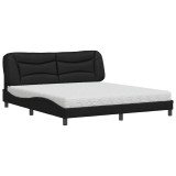 Cumpara ieftin Pat cu saltea, Hvar, negru, 180x200 cm, piele ecologica
