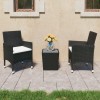 VidaXL Set mobilier bistro, 3 piese, negru poliratan/sticlă securizată 3058358