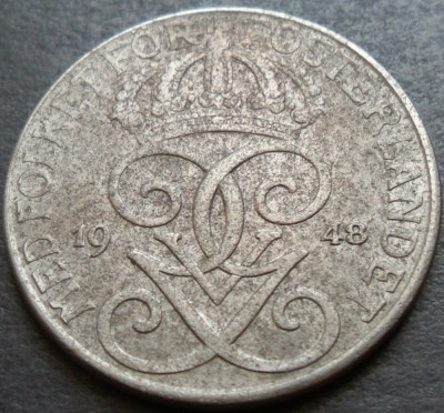 Moneda istorica 5 ORE - SUEDIA, anul 1948 * cod 3020 foto