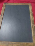 Tablita Scoala Veche, Tabla Neagra, Raboj Vechi Reparatii, 37x27cm, Antichitate Colectie Elevi
