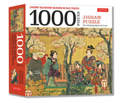 Cherry Blossom Season in Old Tokyo Jigsaw Puzzle 1,000 Piece: Woodblock Print by Utagawa Kunisada (Finished Size 24 in X 18 In) foto