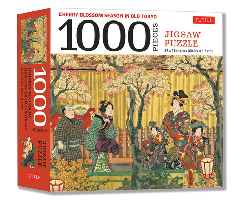 Cherry Blossom Season in Old Tokyo Jigsaw Puzzle 1,000 Piece: Woodblock Print by Utagawa Kunisada (Finished Size 24 in X 18 In)