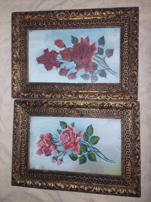 Lot 2 rame tablou vechi superbe,lot tablouri cu protectie geam si sigilate spate nu cunosc daca sunt pictura pe carton panza sau litografii-42 cm/29 foto