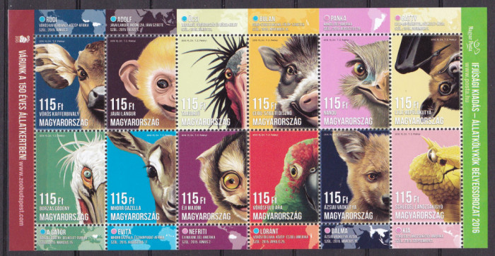 Ungaria 2016 fauna zoo MI 5846-5857 kleib. MNH