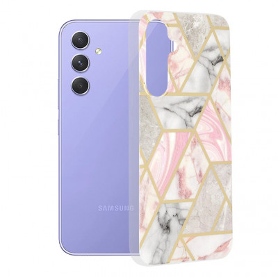 Husa pentru Samsung Galaxy A54, Techsuit Marble Series, Pink Hex foto