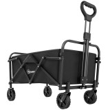 Outsunny Cărucior de grădină pliabil cu roți m&acirc;ner reglabil sarcină 68 kg pentru camping cumpărături 81x45x89 cm Negru | Aosom Romania