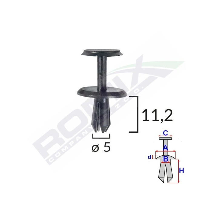 CLIPS FIXARE PENTRU MERCEDES 5X11.2MM - NEGRU SET 10 BUC 61929