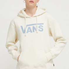 Vans bluza femei, culoarea bej, cu glugă, cu imprimeu