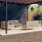 Gossi set mobilier de gradina cu perne, 8 piese, gri, lemn de pin