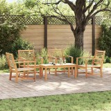Set de canapele pentru grădină 5 pcs natural Lemn masiv de tec