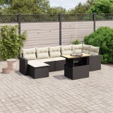 Cumpara ieftin Gossi set mobilier de gradina cu perne, 8 piese, negru, poliratan